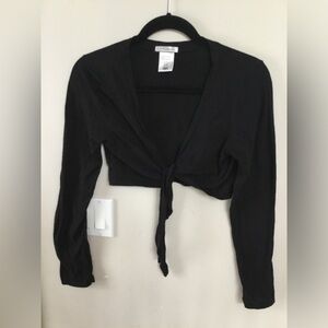 Old Navy Black Crop Tie-Front Long Sleeve Bolero Top